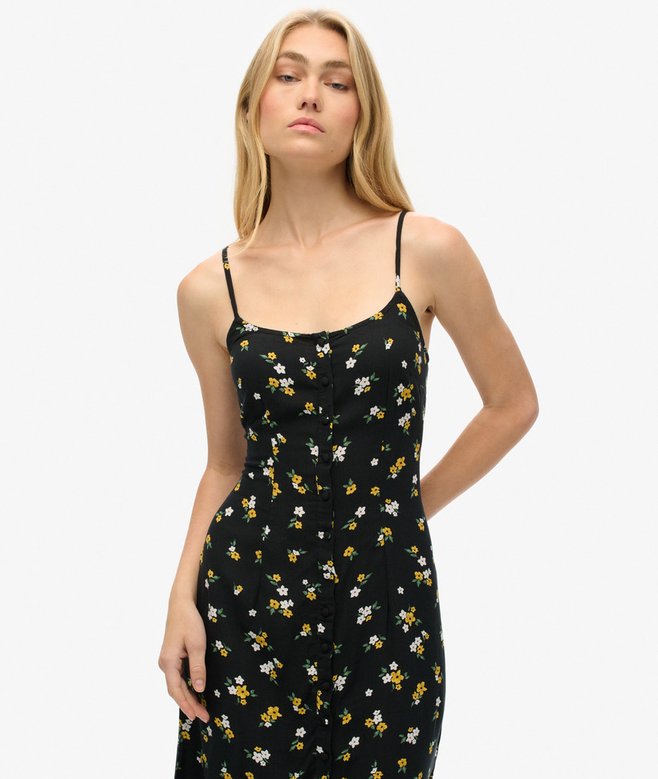 Superdry Printed Button-Up Cami Midi Dress