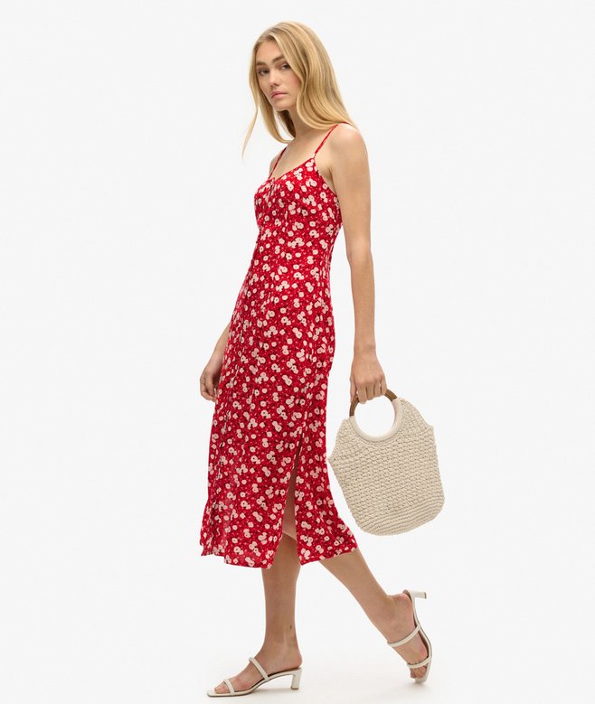 Superdry Printed Button-Up Cami Midi Dress