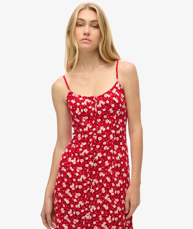 Superdry Printed Button-Up Cami Midi Dress
