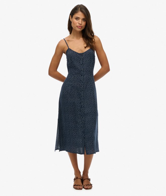 superdry Printed Button-Up Cami Midi Dress