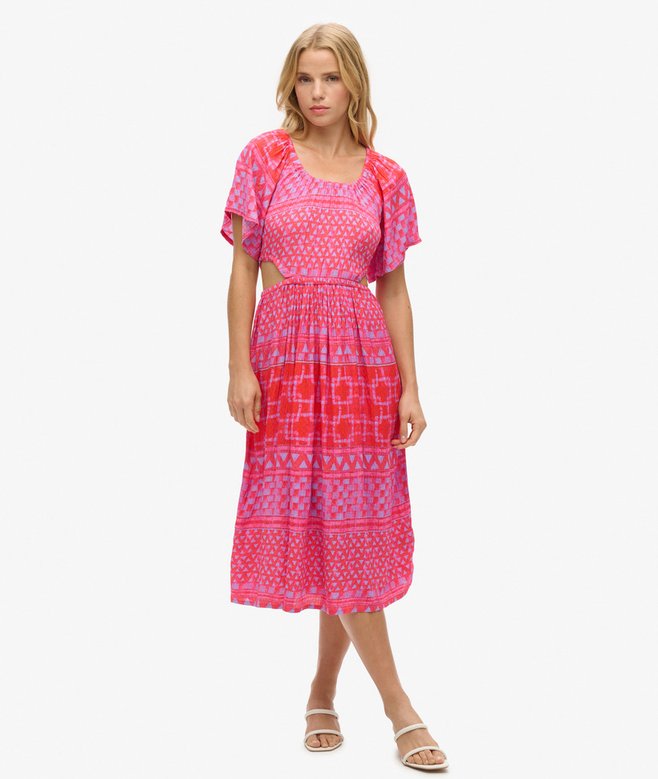 superdry Printed Cut Out Midi Dress