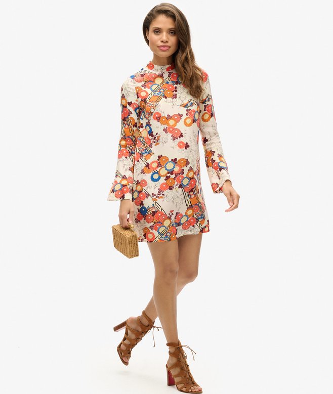 Superdry Printed Long Sleeve Mini Dress