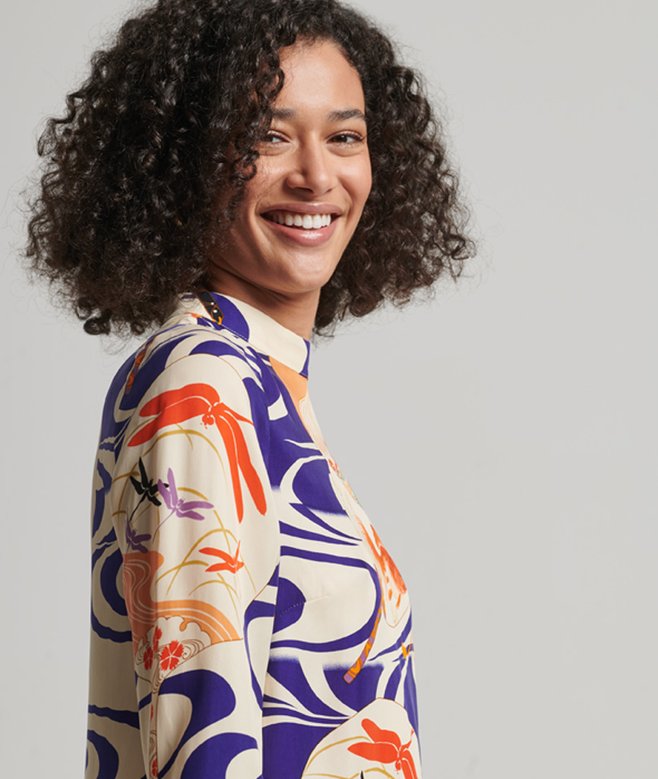 Superdry Printed Long Sleeve Mini Dress