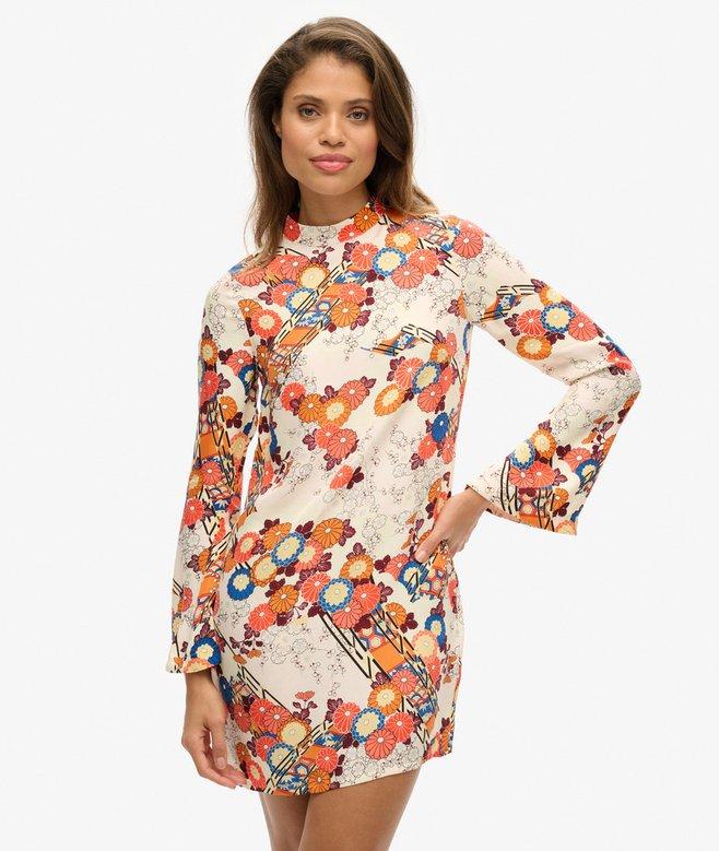 superdry Printed Long Sleeve Mini Dress