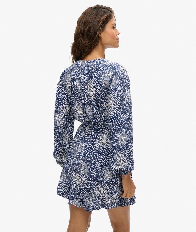 Superdry Printed Long Sleeve Wrap Mini Dress