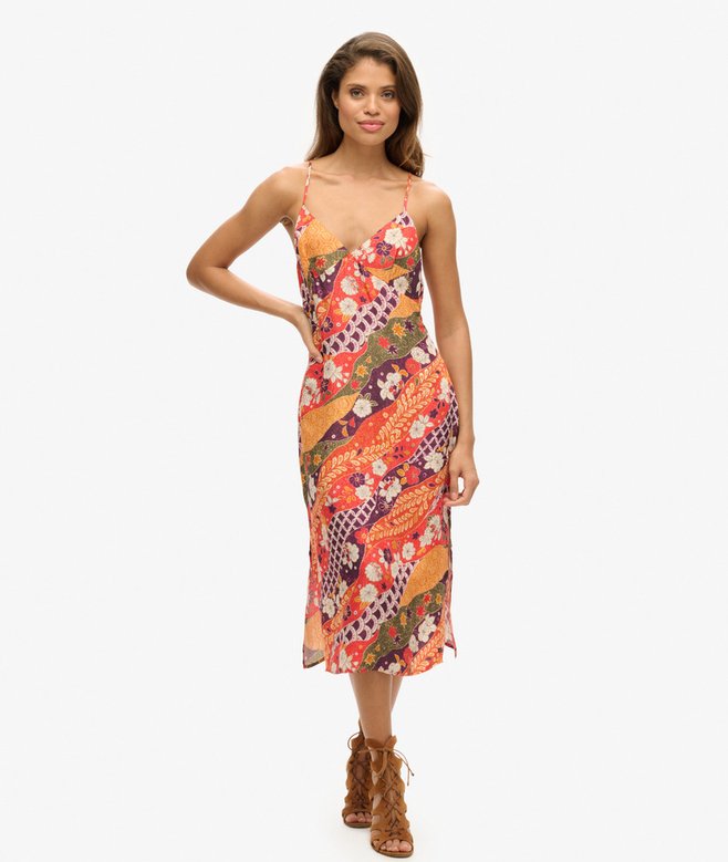 superdry Printed Midi Slip Cami Dress