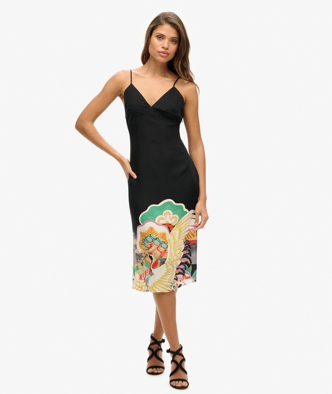 superdry Printed Midi Slip Cami Dress