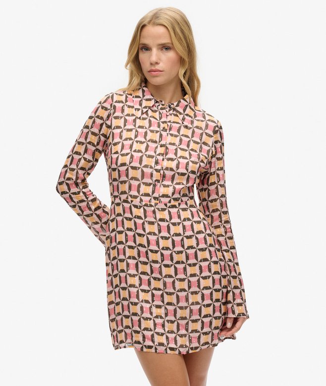superdry Printed Mini Shirt Dress