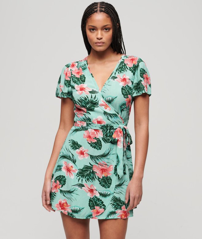 superdry Printed Mini Wrap Dress