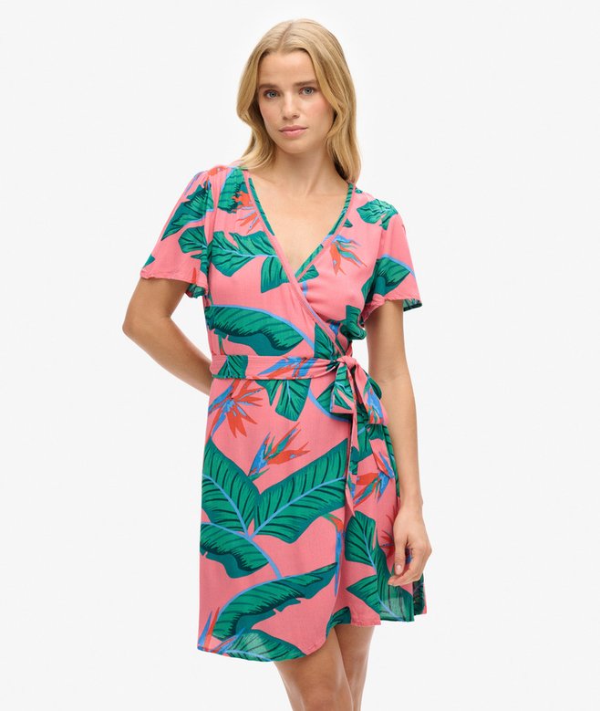 superdry Printed Mini Wrap Dress