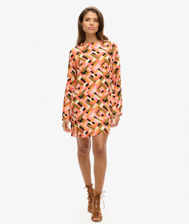 Superdry Printed Open Back Mini Dress