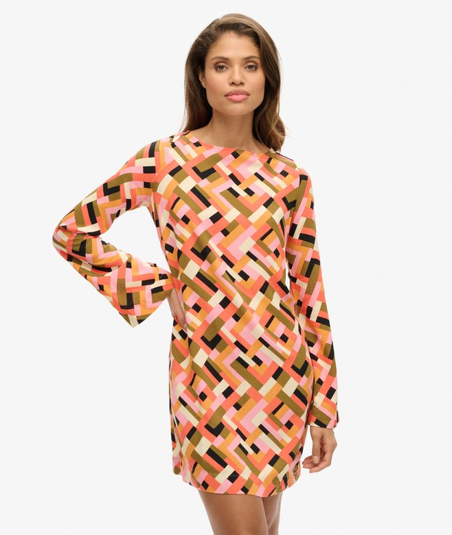 Superdry Printed Open Back Mini Dress