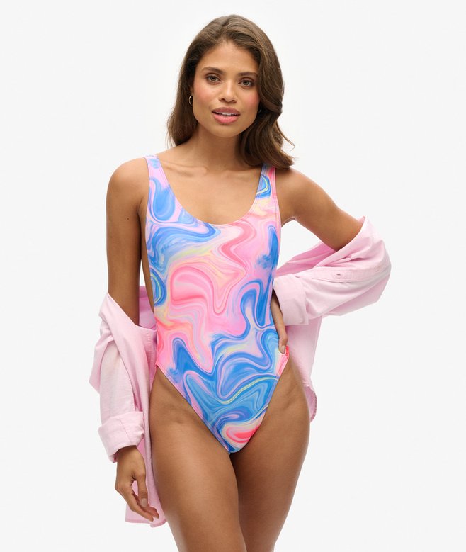superdry Printed Scoop Back Swimsuit