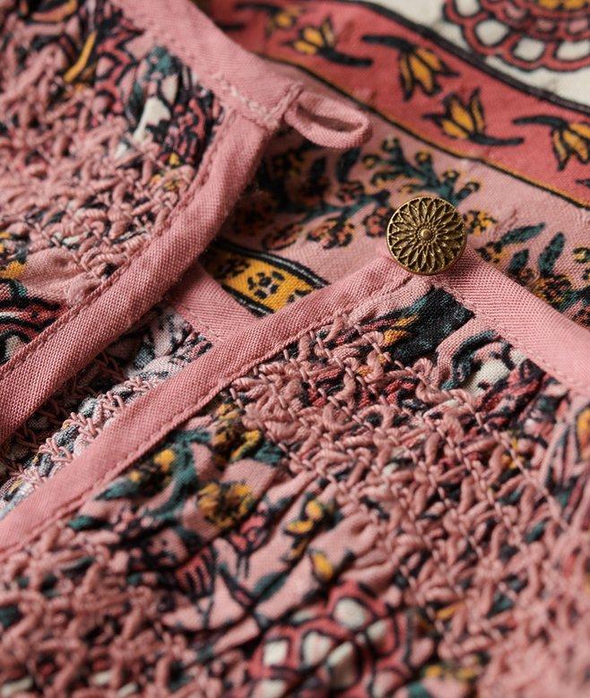 Superdry Printed Smocked Woven Top