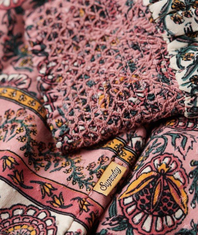 Superdry Printed Smocked Woven Top