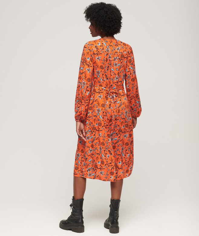 Superdry Printed V-Neck Midi Tea Dress
