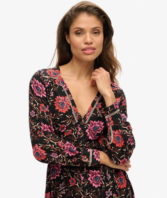 Superdry Printed V-Neck Mini Tea Dress