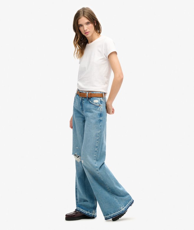 Superdry Raw Hem Wide Leg Flare Jeans