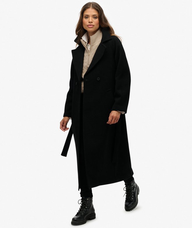 Superdry Relaxed Long Wool Blend Coat