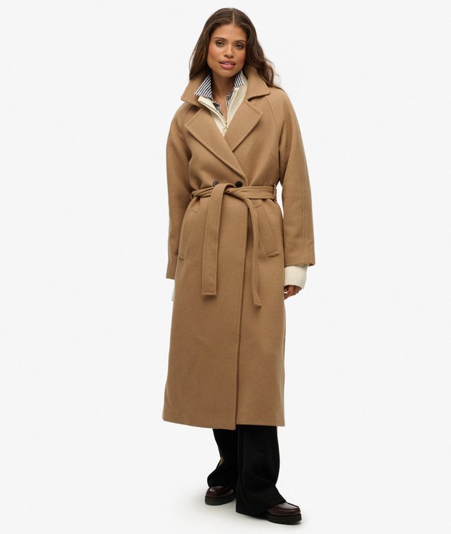 Superdry Relaxed Long Wool Blend Coat