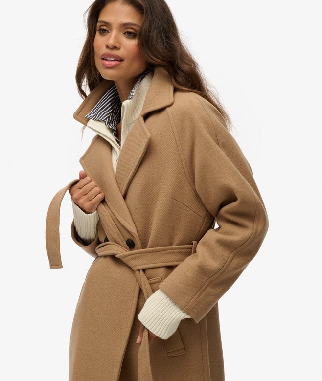 superdry Relaxed Long Wool Blend Coat
