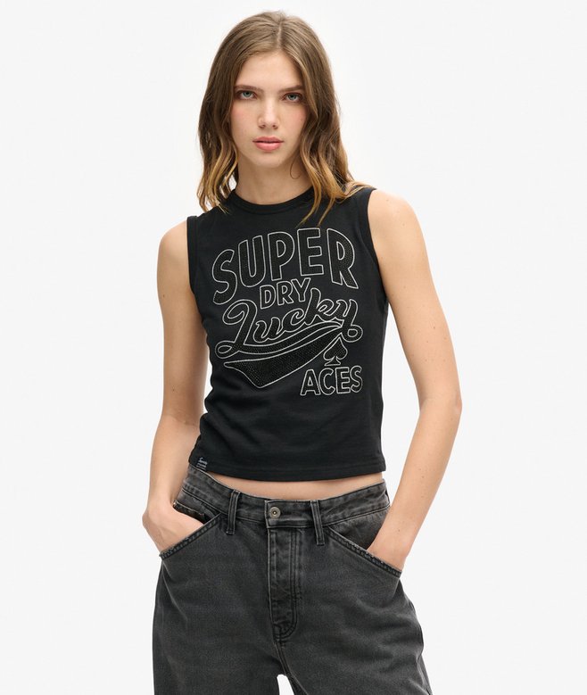 superdry Retro Embellished Slim Vest Top