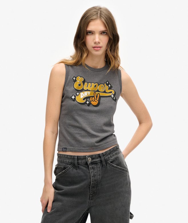 superdry Retro Embellished Slim Vest Top
