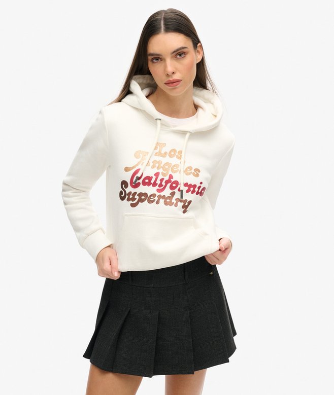 superdry Retro Glitter Logo Hoodie