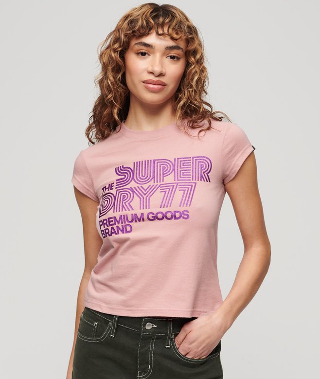 superdry Retro Glitter Logo T-Shirt