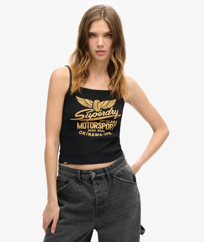 superdry Retro Rocker Graphic Rib Cami Top