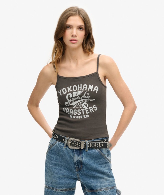 superdry Retro Rocker Graphic Rib Cami Top