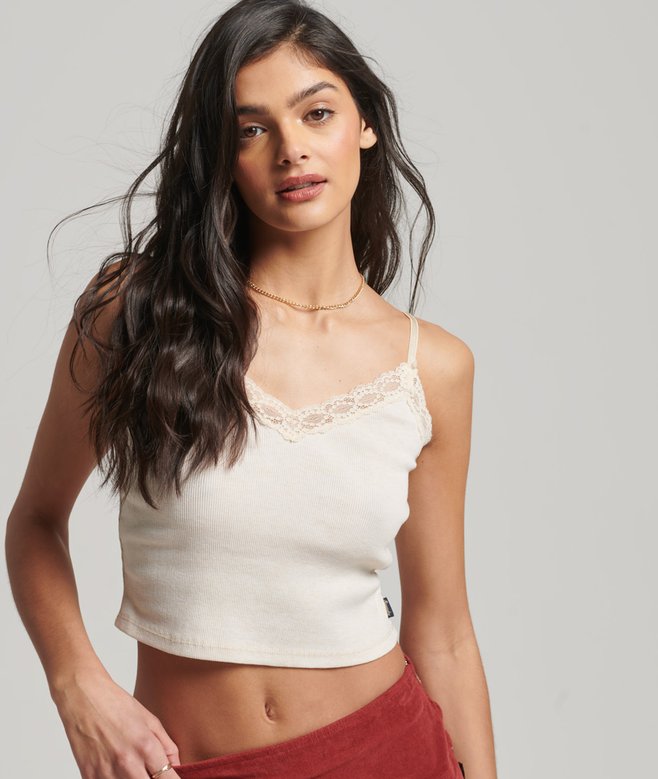superdry Rib Lace Trim Cami Top