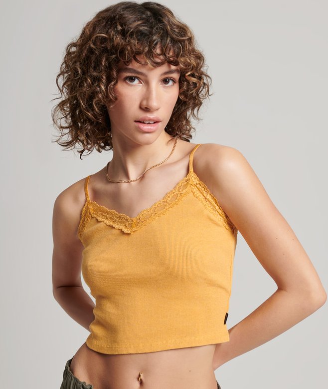 superdry Rib Lace Trim Cami Top