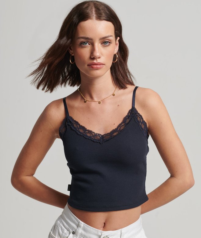 superdry Rib Lace Trim Cami Top