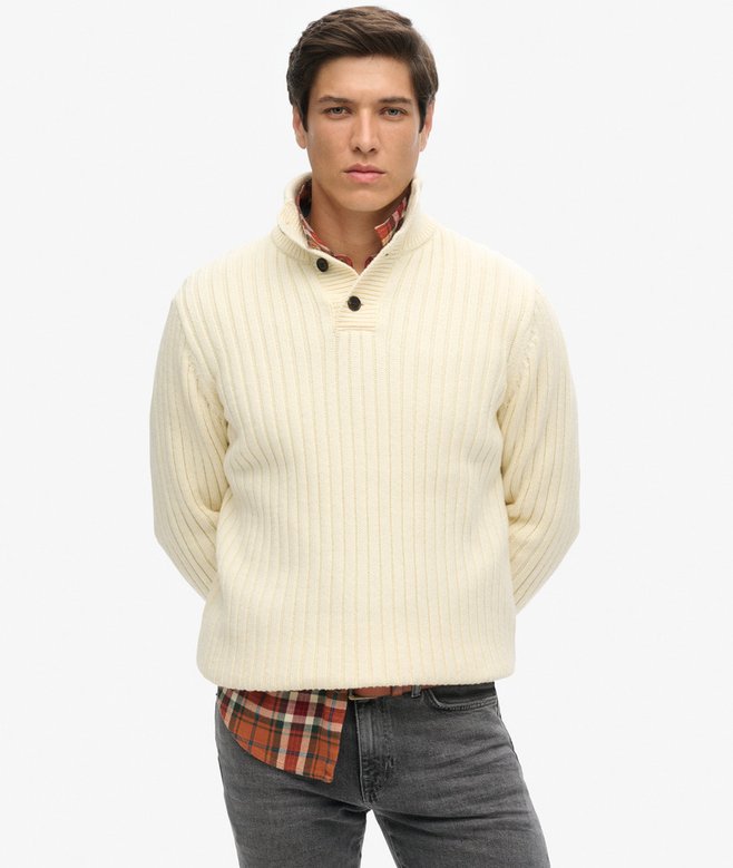 superdry Ribbed Half Button Jumper