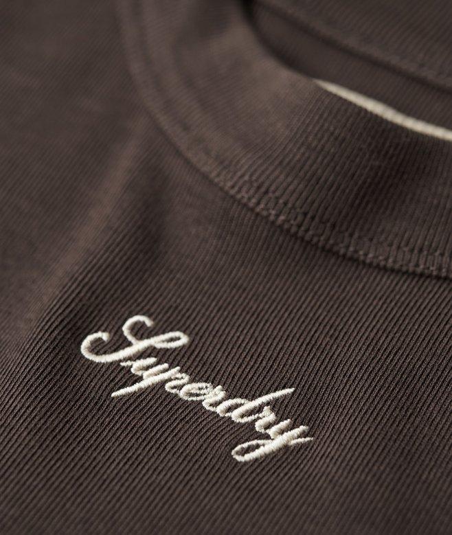 Superdry Ribbed Long Sleeve Embroidered Crop Top