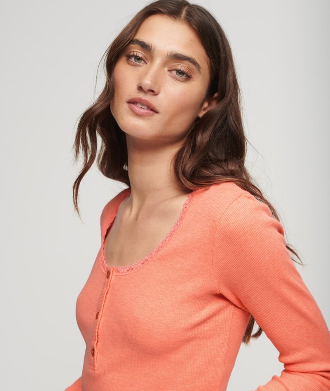 Superdry Ribbed Long Sleeve Henley Top