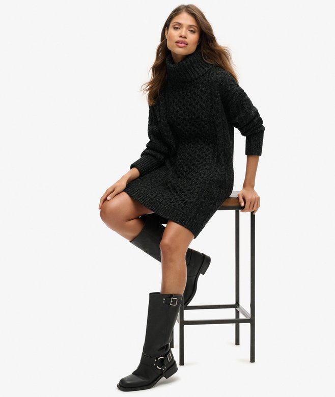 Superdry Roll Neck Cable Jumper Dress