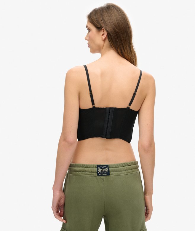 Superdry Ruched Mesh Crop Corset Top