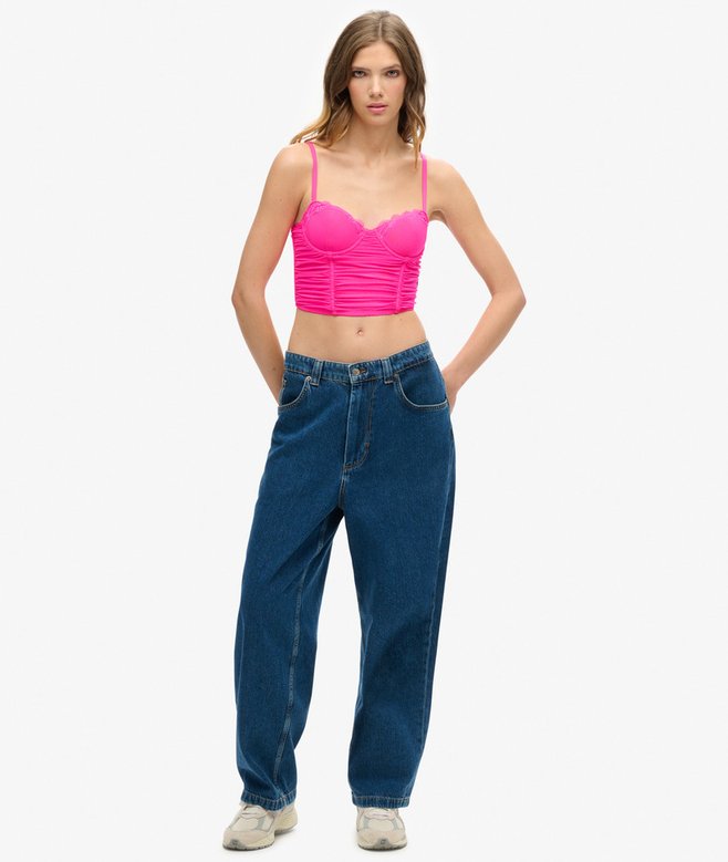 Superdry Ruched Mesh Crop Corset Top