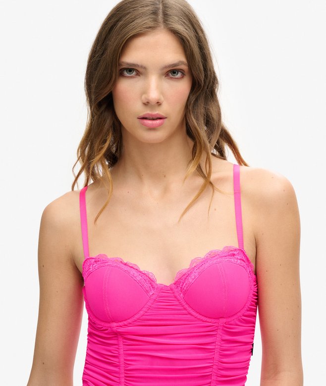 Superdry Ruched Mesh Crop Corset Top