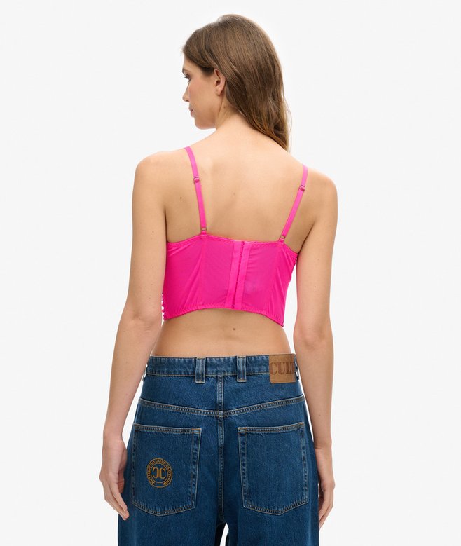 Superdry Ruched Mesh Crop Corset Top