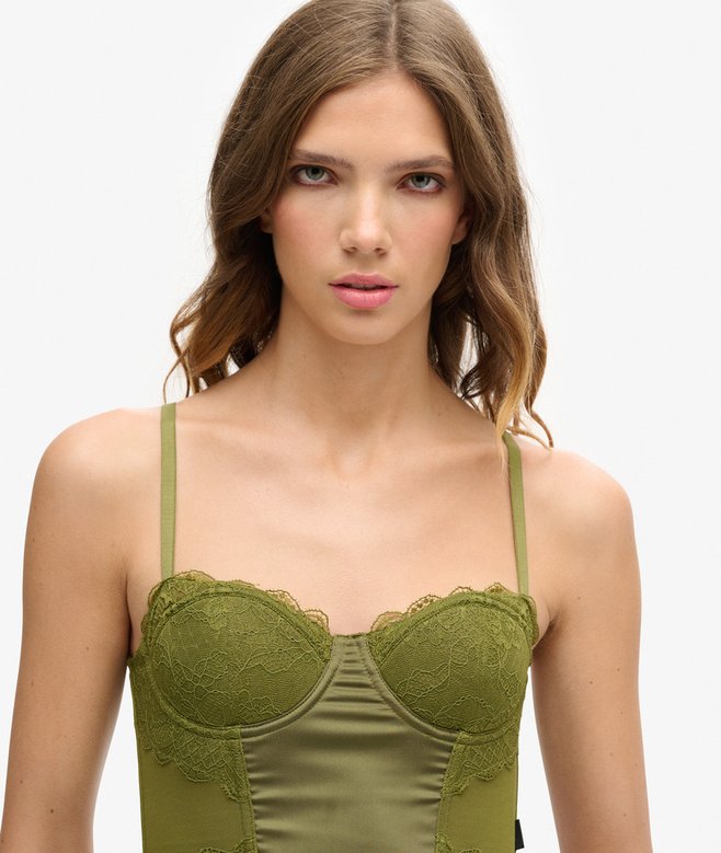 Superdry Satin And Mesh Lace Corset Top