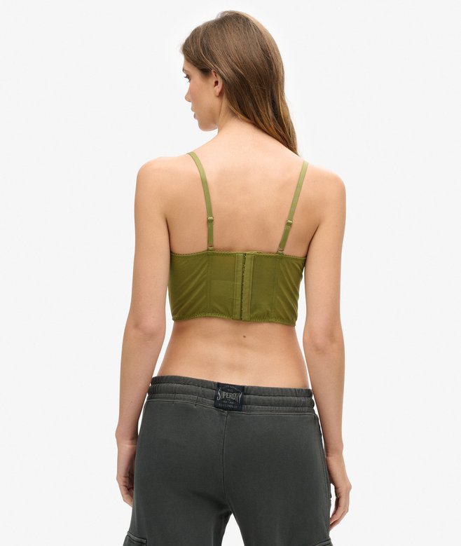 Superdry Satin And Mesh Lace Corset Top