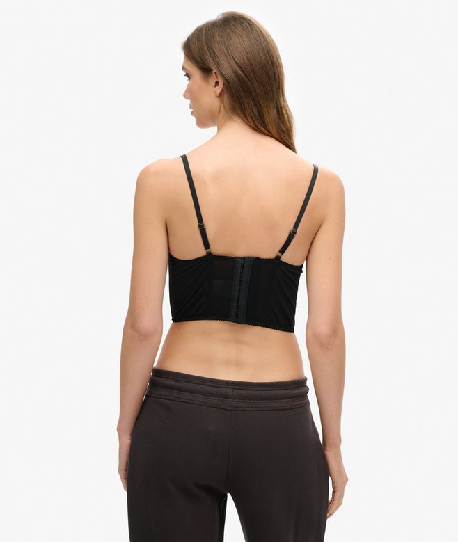 Superdry Satin And Mesh Lace Corset Top