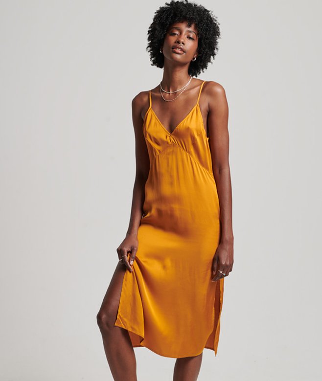 superdry Satin Cami Midi Dress