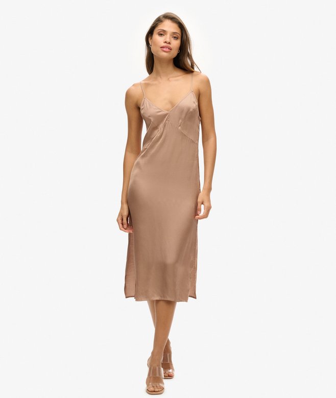 superdry Satin Cami Midi Dress