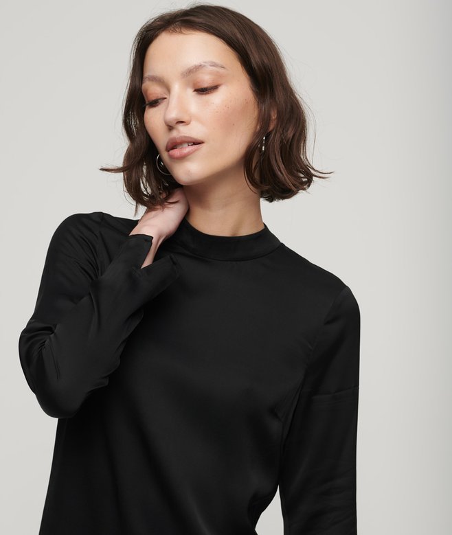 Superdry Satin Mock Neck Mini Dress