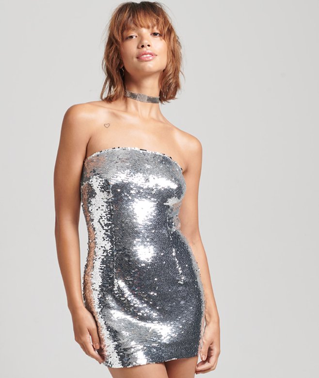 Superdry Sequin Bandeau Bodycon Dress
