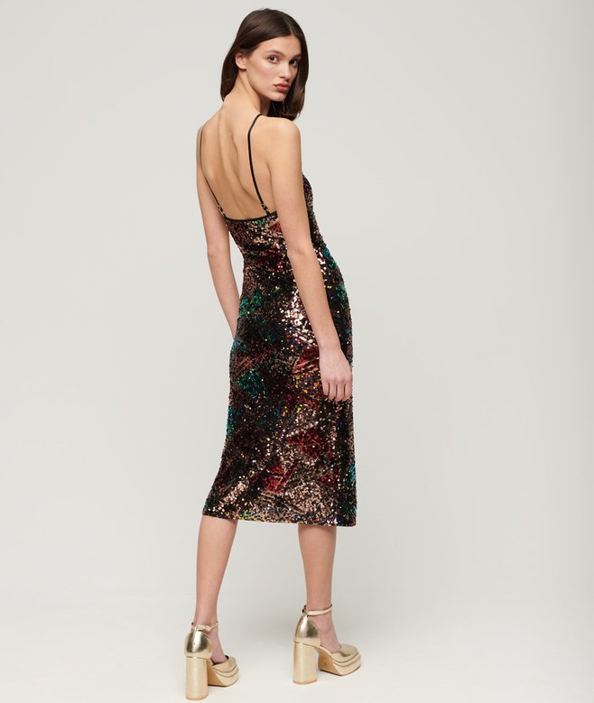 Superdry Sequin Halter Midi Dress
